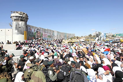 Palestine Occupee - attroupement parmis le peuple Palestinien devant le mur de la honte