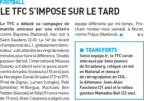 Compte Rendu TFC-Bayonne
