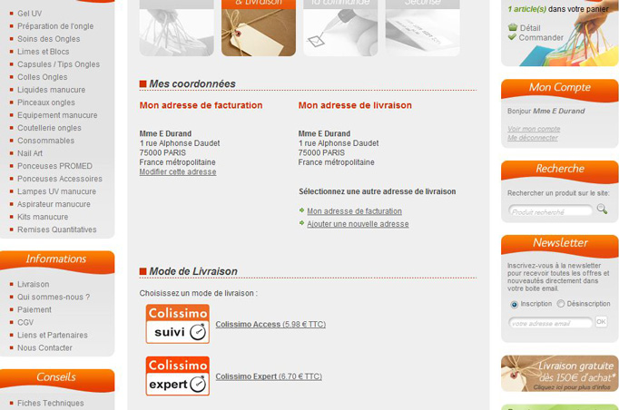 ongles, ongle, manucure: choix du mode de livraison