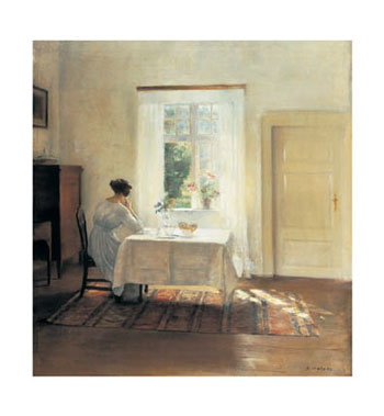 Carl Vilhelm Holsoe - Femme attablée près de la fenêtre.