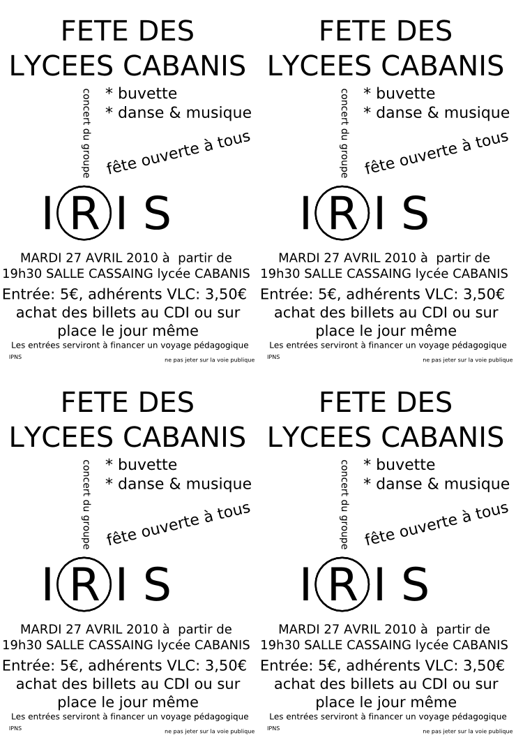 Affiches tracts  - flyers f&ecirc;te cabanis