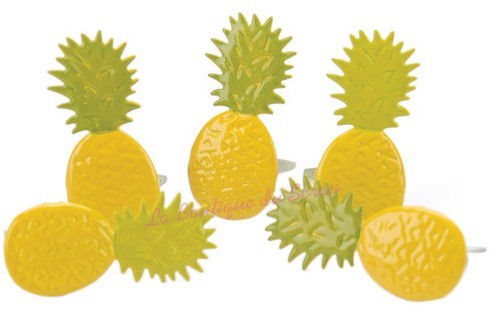   ✿ BRADERIE CARTERIE 10 BRADS ANANAS FRUIT RARE